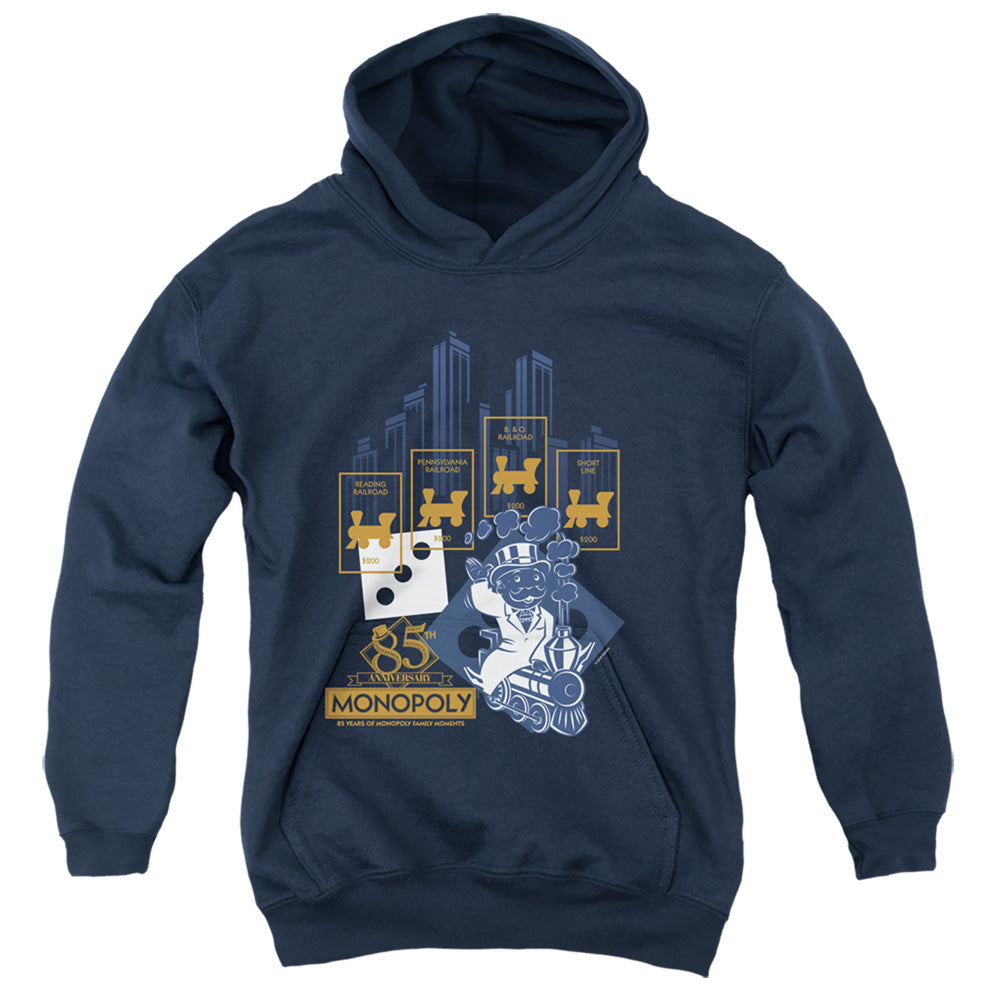 Monopoly the True Railroad Tycoon Kids Youth Hoodie Navy