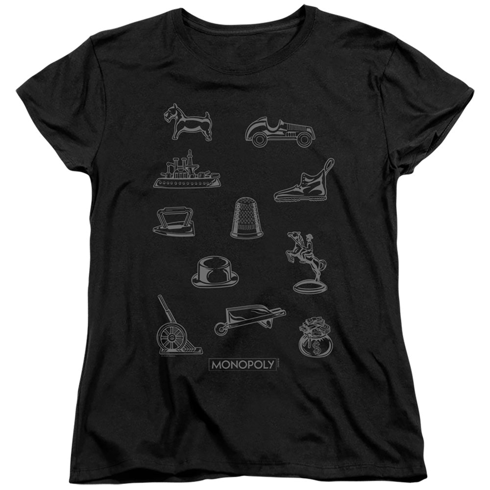 Monopoly Token Womens T Shirt Black