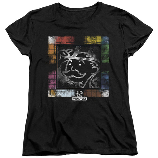 Monopoly Dusty Game Board Womens T Shirt Black