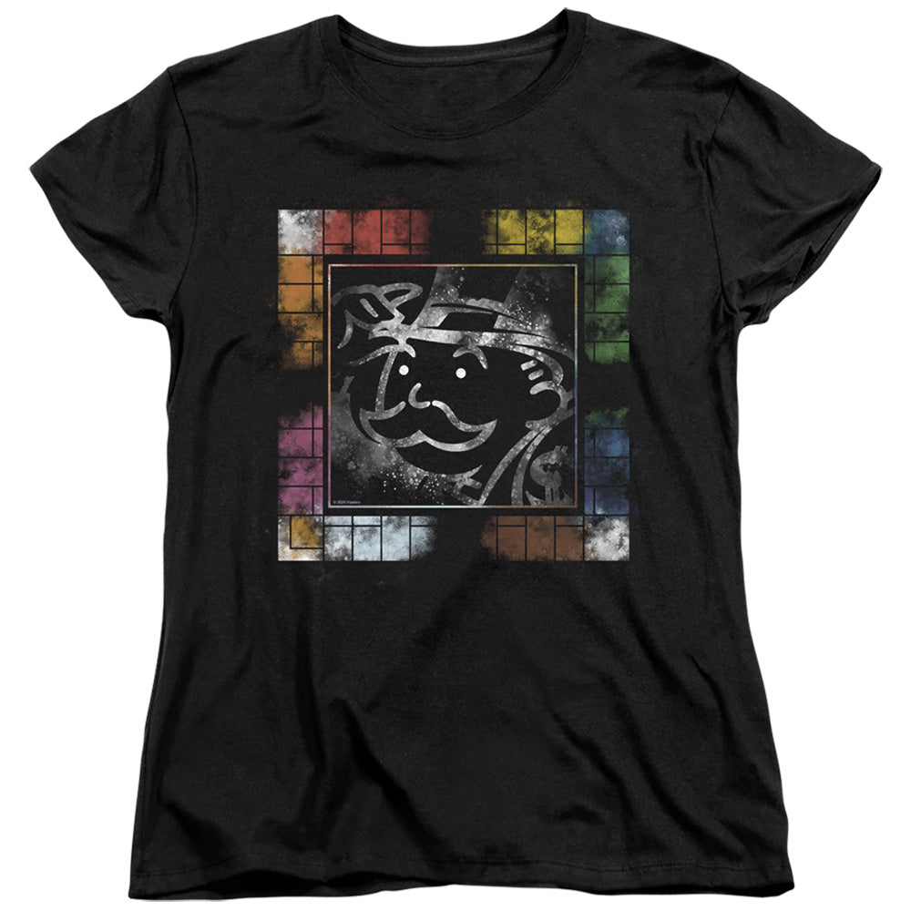 Monopoly Dusty Game Board No Logo Womens T Shirt Black