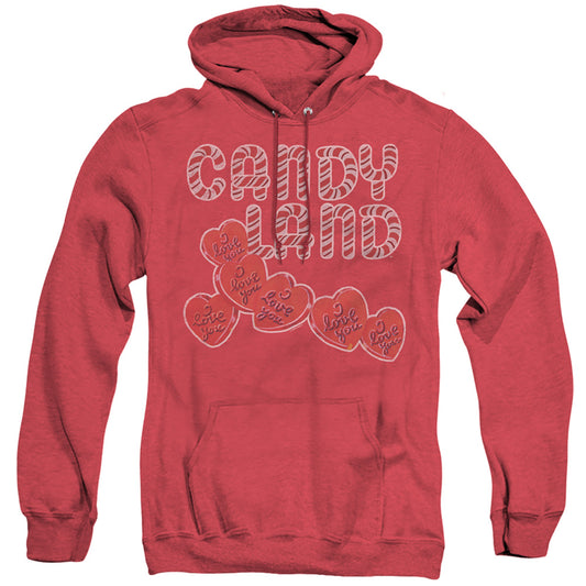 Candy Land I Love You Mens Heather Hoodie Red