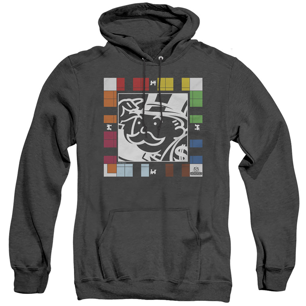 Monopoly Game Board Mens Heather Hoodie Black