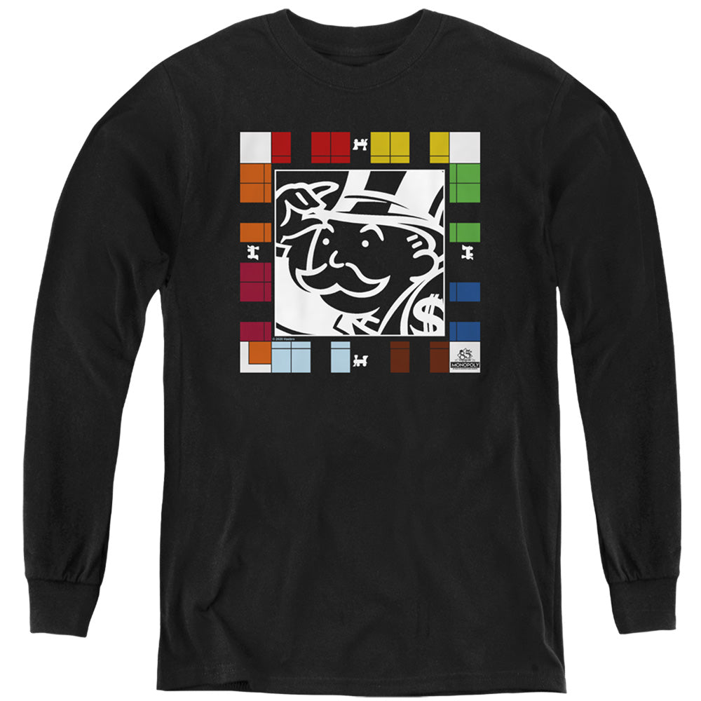 Monopoly Game Board Long Sleeve Kids Youth T Shirt Black