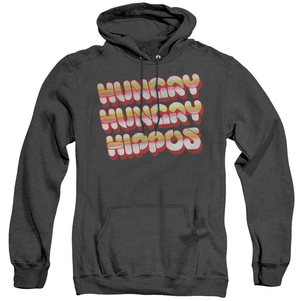 Hungry Hungry Hippos Hungry Vintage Logo Mens Heather Hoodie Black