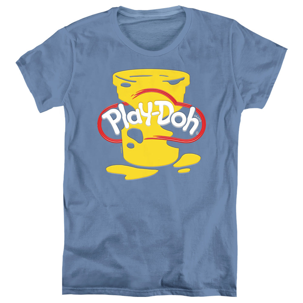 Play Doh Play Doh Messy Stencil Logo Womens T Shirt Carolina Blue