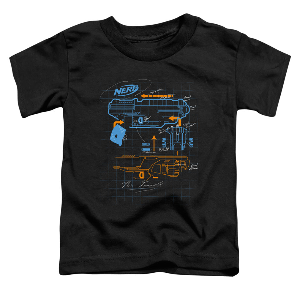 Nerf Deconstructed Nerf Gun Toddler Kids Youth T Shirt Black