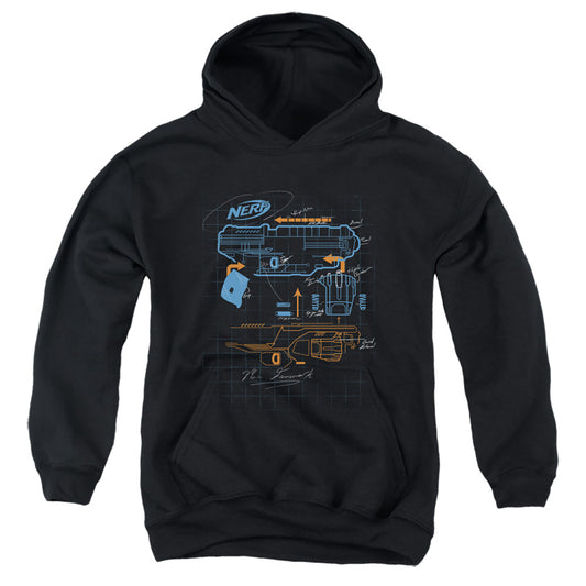 Nerf Deconstructed Nerf Gun Kids Youth Hoodie Black