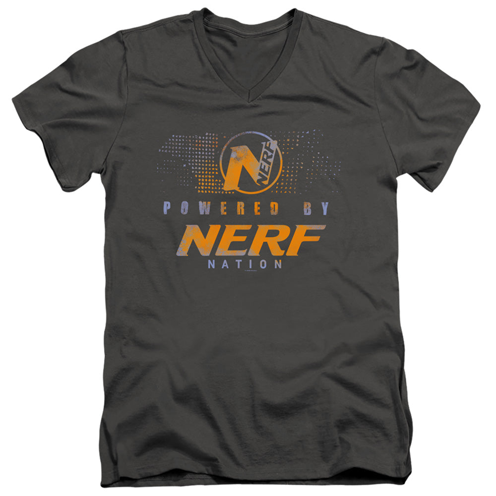 Nerf Powered by Nerf Nation Mens Slim Fit V-Neck T Shirt Charcoal