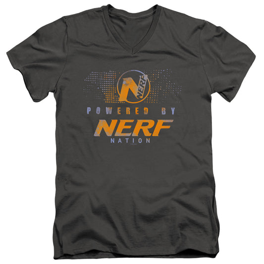 Nerf Powered by Nerf Nation Mens Slim Fit V-Neck T Shirt Charcoal