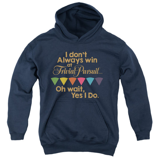 Trivial Pursuit I Always Win Kids Youth Hoodie Navy