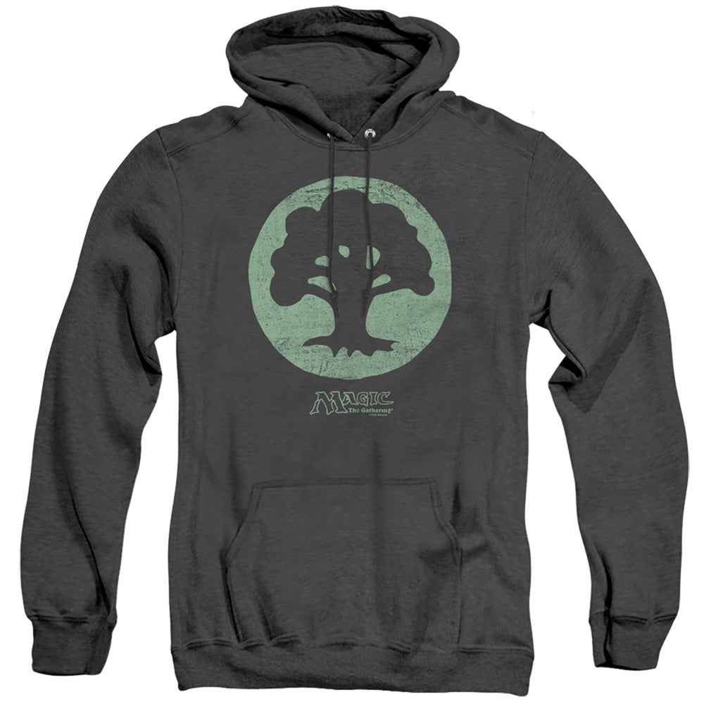 Magic The Gathering Green Symbol Mens Heather Hoodie Black