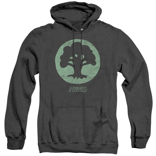 Magic The Gathering Green Symbol Mens Heather Hoodie Black