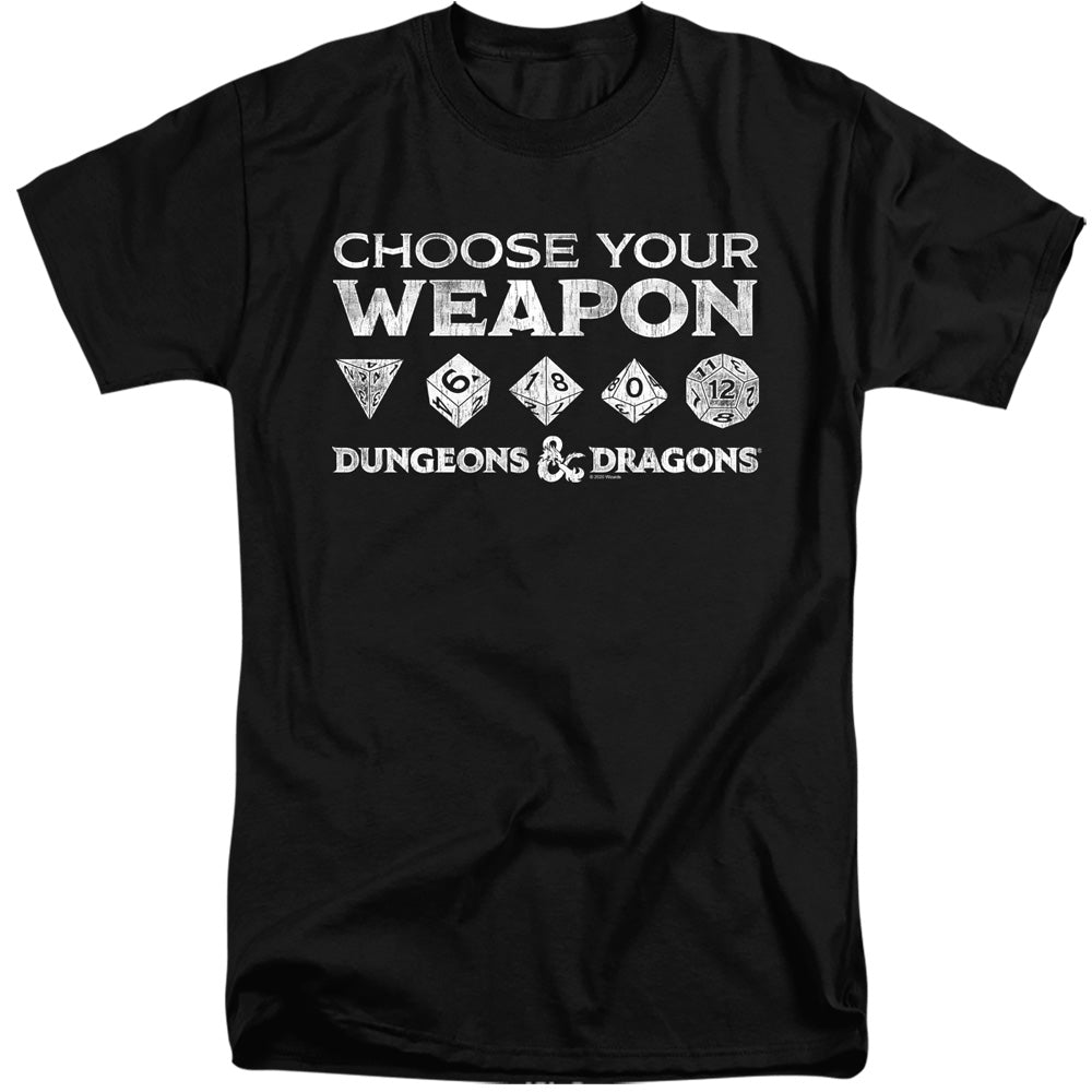 Dungeons And Dragons Choose Your Weapon Mens Tall T Shirt Black