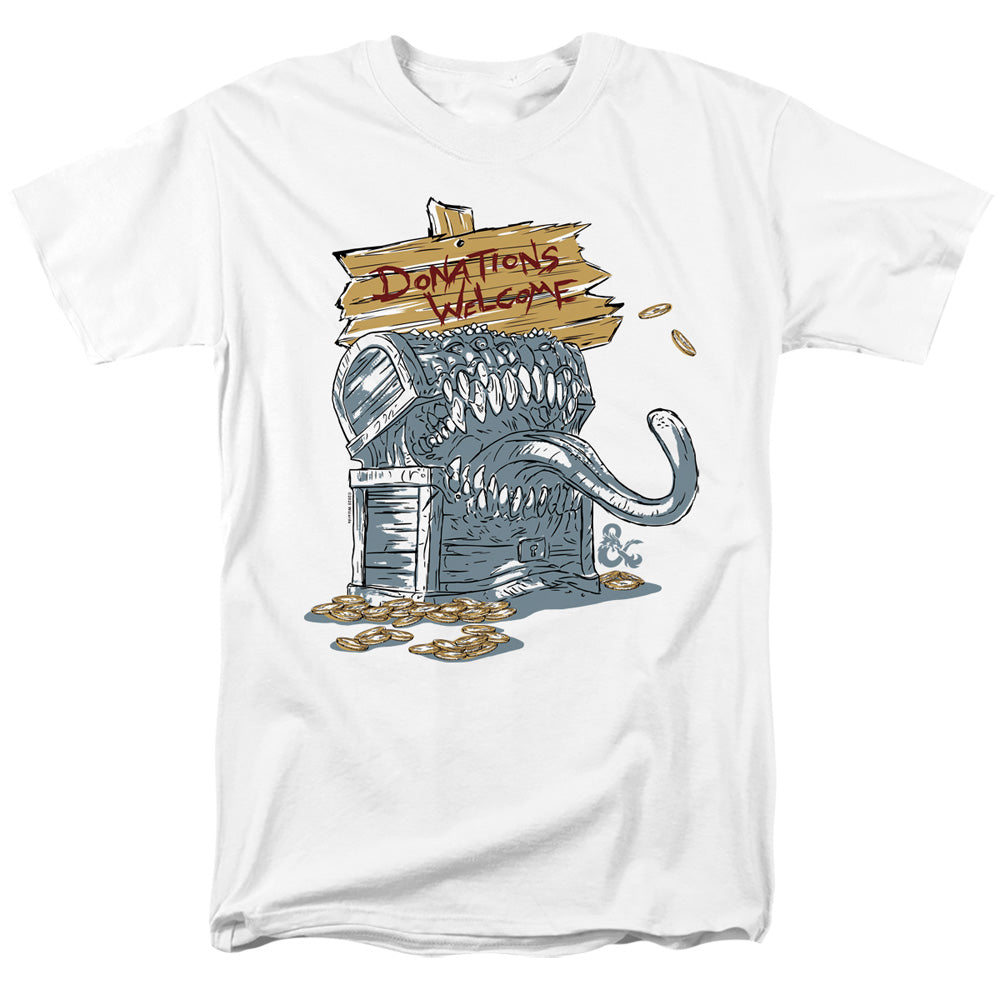 Dungeons And Dragons Donations Welcome Mimic Mens T Shirt White