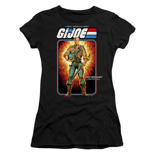 G.I. Joe Duke Card Junior Sheer Cap Sleeve Womens T ShirtBlack