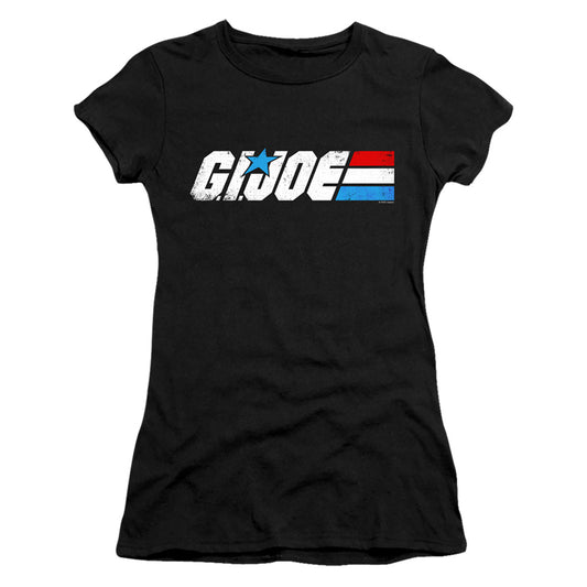 G.I. Joe Distressed Logo Junior Sheer Cap Sleeve Womens T ShirtBlack