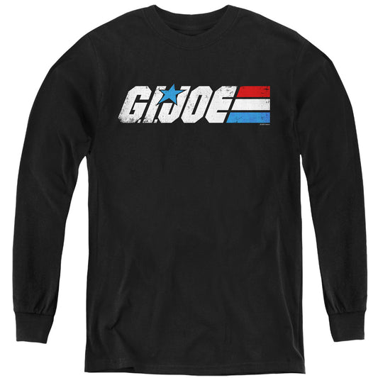 G.I. Joe Distressed Logo Long Sleeve Kids Youth T Shirt Black