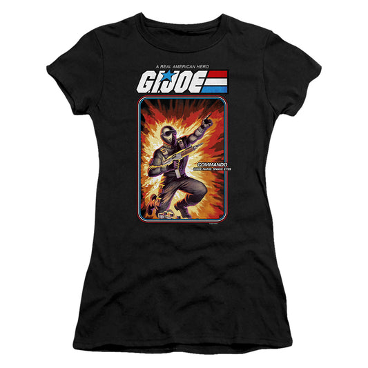 G.I. Joe Snake Eyes Card Junior Sheer Cap Sleeve Womens T ShirtBlack