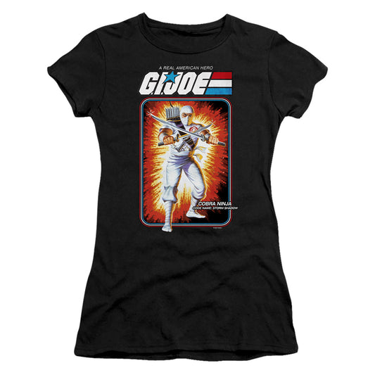 G.I. Joe Storm Shadow Card Junior Sheer Cap Sleeve Womens T ShirtBlack