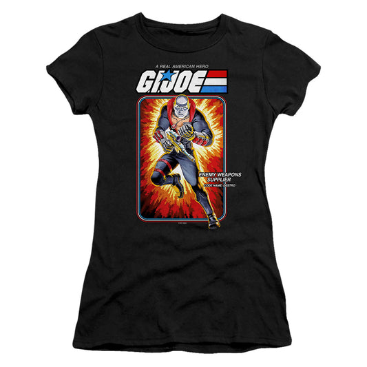 G.I. Joe Destro Card Junior Sheer Cap Sleeve Womens T ShirtBlack