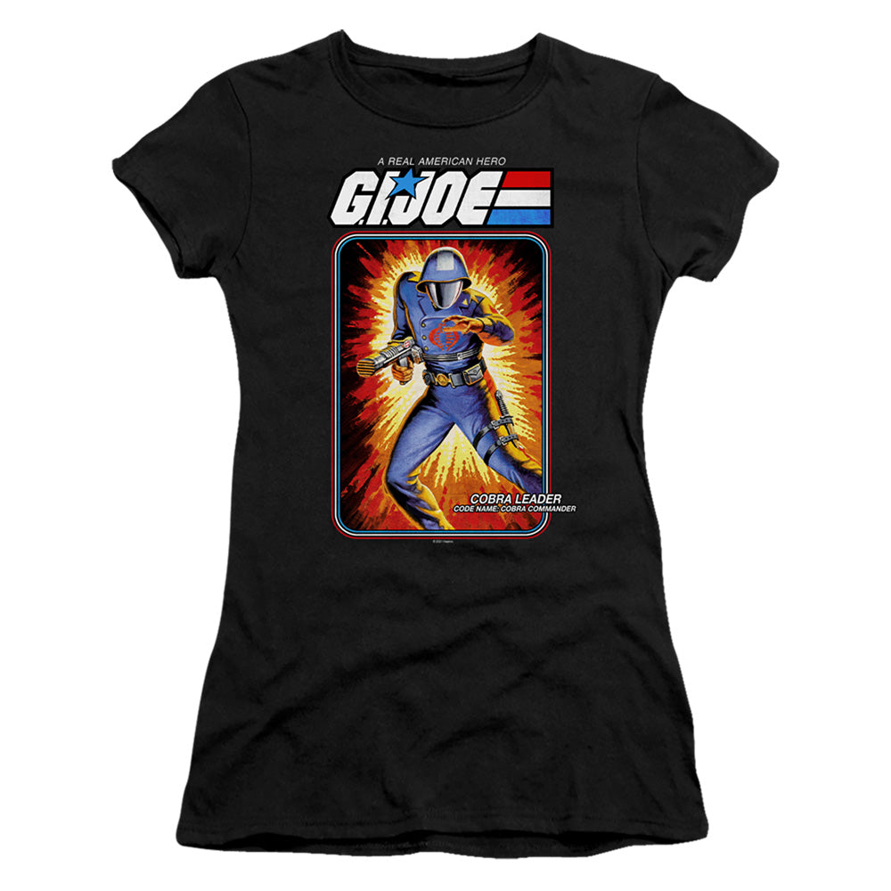 G.I. Joe Cobra Commander Card Junior Sheer Cap Sleeve Womens T ShirtBlack