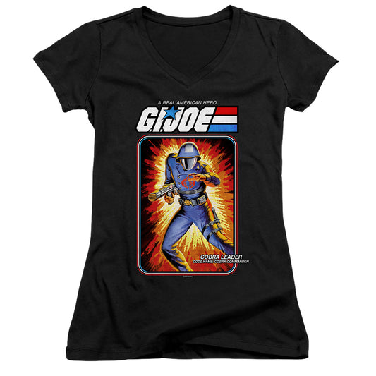 G.I. Joe Cobra Commander Card Junior Sheer Cap Sleeve V-Neck Womens T Shirt Black