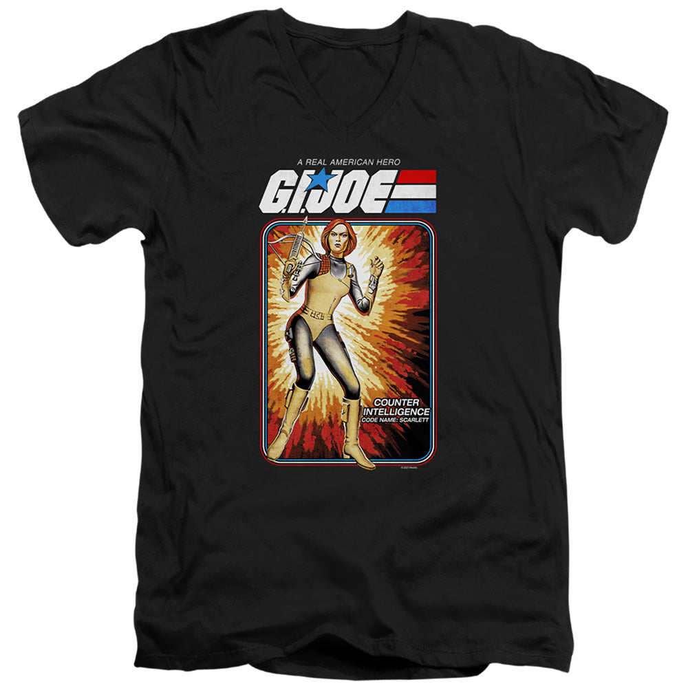 G.I. Joe Scarlett Card Mens Slim Fit V-Neck T Shirt Black