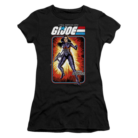 G.I. Joe Baroness Card Junior Sheer Cap Sleeve Womens T ShirtBlack