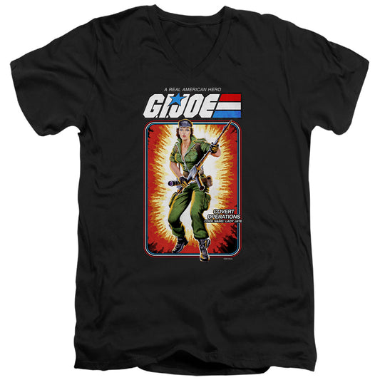 G.I. Joe Lady Jaye Card Mens Slim Fit V-Neck T Shirt Black