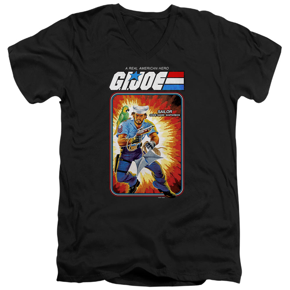 G.I. Joe Shipwreck Card Mens Slim Fit V-Neck T Shirt Black