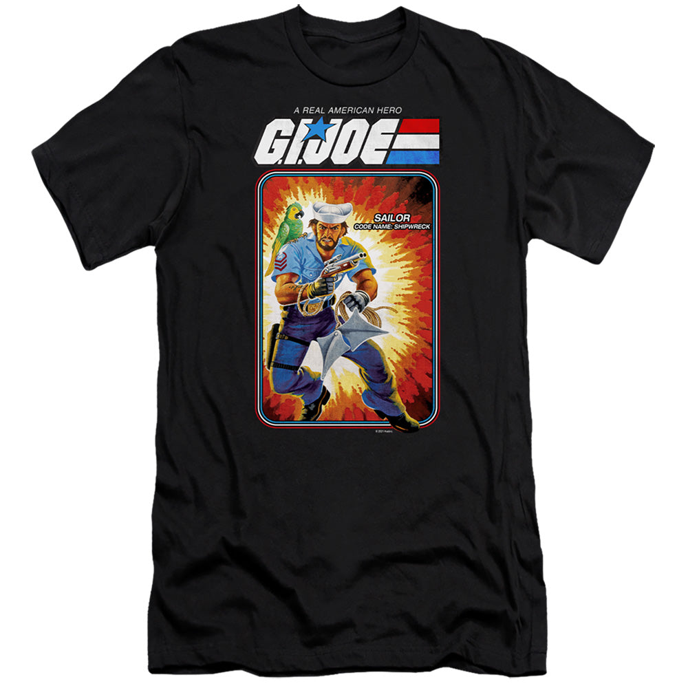 G.I. Joe Shipwreck Card Slim Fit Mens T Shirt Black