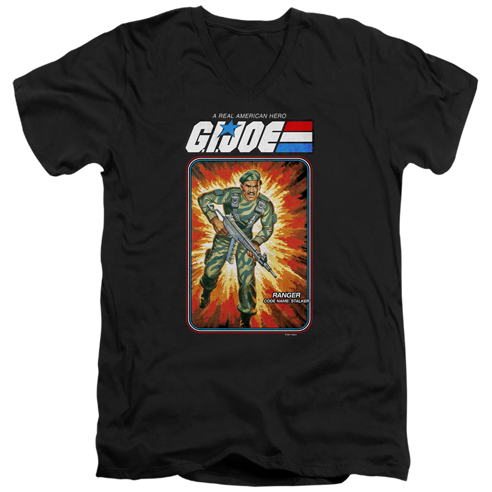 G.I. Joe Stalker Card Mens Slim Fit V-Neck T Shirt Black