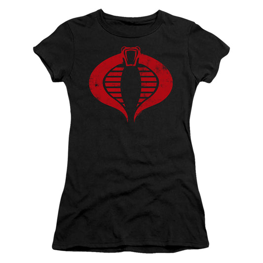 G.I. Joe Cobra Logo Junior Sheer Cap Sleeve Womens T ShirtBlack