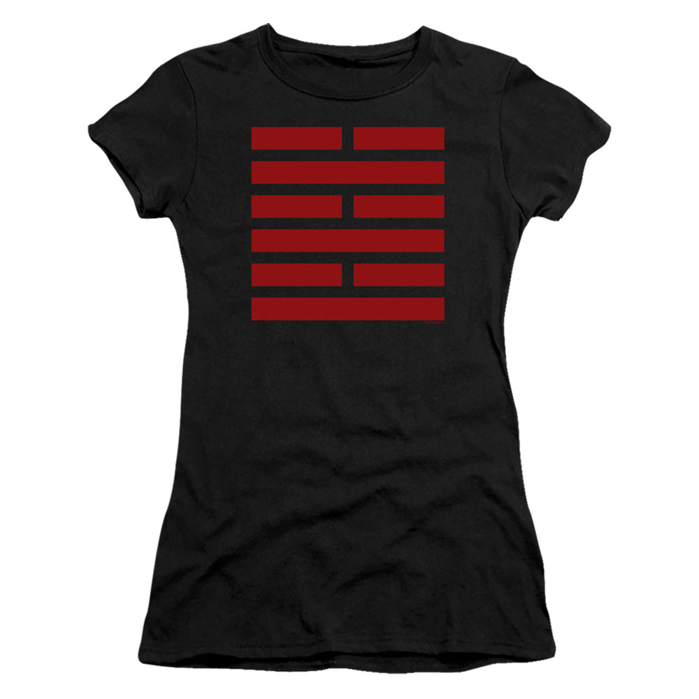 G.I. Joe Snake Eyes Symbol Junior Sheer Cap Sleeve Womens T ShirtBlack