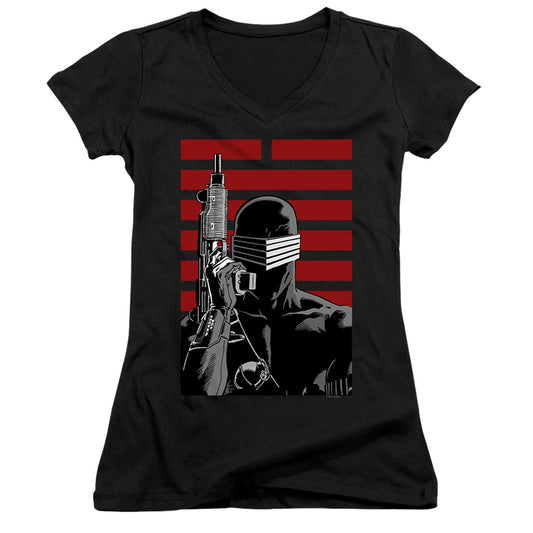 G.I. Joe Snake Eyes Ninja Junior Sheer Cap Sleeve V-Neck Womens T Shirt Black