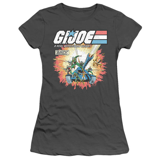 G.I. Joe Real American Hero Junior Sheer Cap Sleeve Womens T ShirtCharcoal