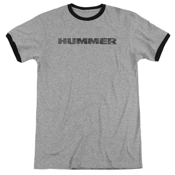 Hummer Distressed Hummer Logo Heather Ringer Mens T Shirt Heather Black