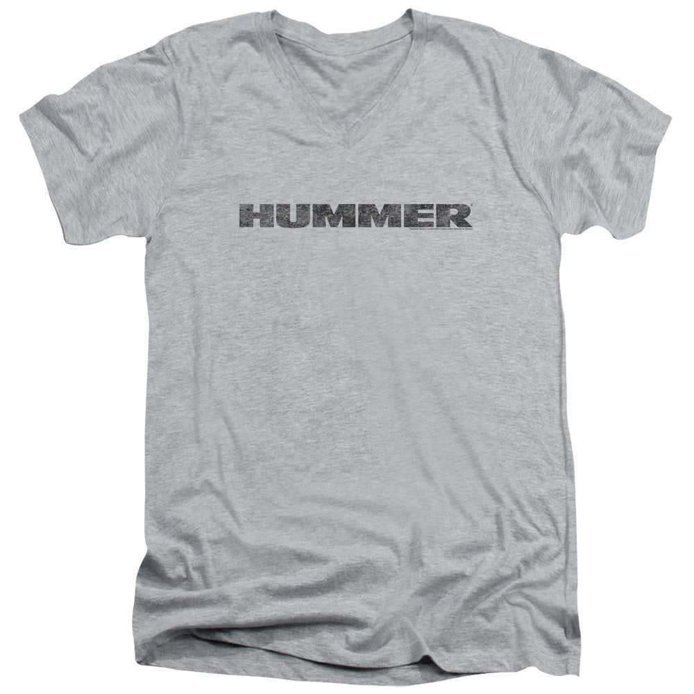 Hummer Distressed Hummer Logo Mens Slim Fit V-Neck T Shirt Athletic Heather