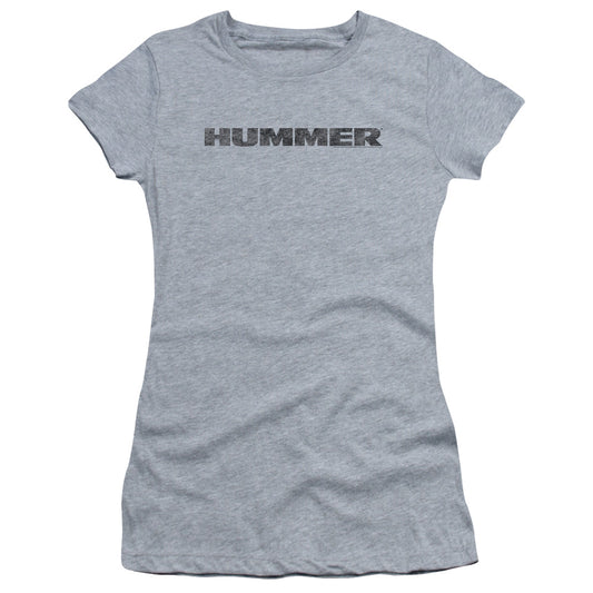 Hummer Distressed Hummer Logo Junior Sheer Cap Sleeve Womens T Shirt Athletic Heather