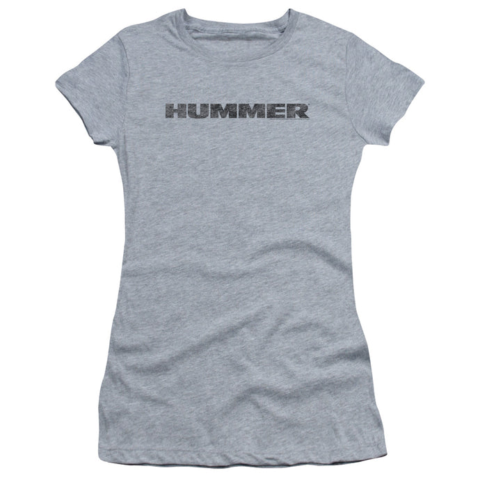 Hummer Distressed Hummer Logo Junior Sheer Cap Sleeve Womens T Shirt Athletic Heather