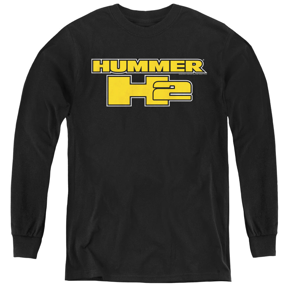 Hummer H2 Block Logo Long Sleeve Kids Youth T Shirt Black