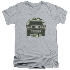 Hummer Lead or Follow Mens Slim Fit V-Neck T Shirt Athletic Heather