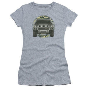 Hummer Lead or Follow Junior Sheer Cap Sleeve Womens T Shirt Athletic Heather