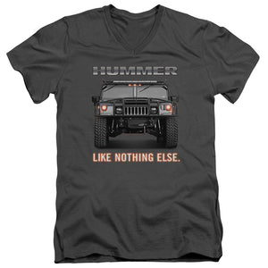 Hummer Like Nothing Else Mens Slim Fit V-Neck T Shirt Charcoal