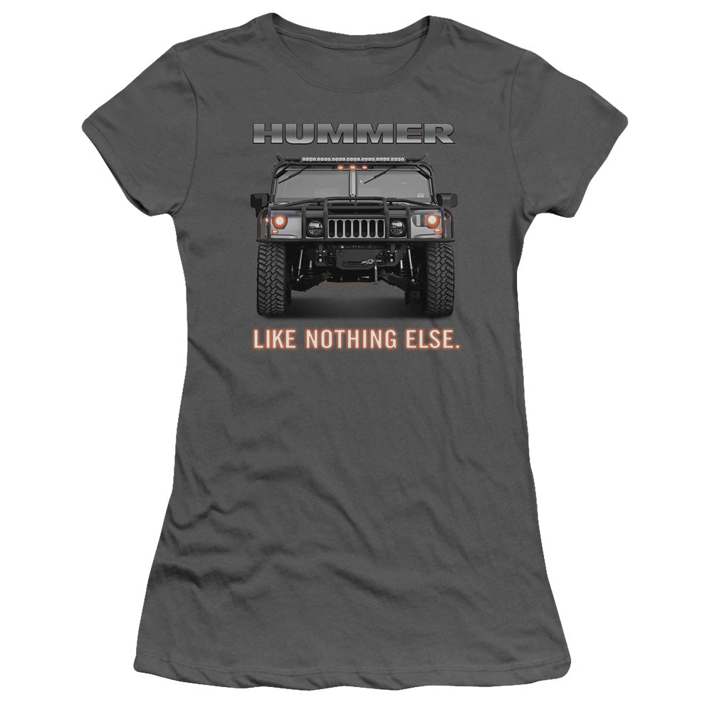 Hummer Like Nothing Else Junior Sheer Cap Sleeve Womens T Shirt Charcoal