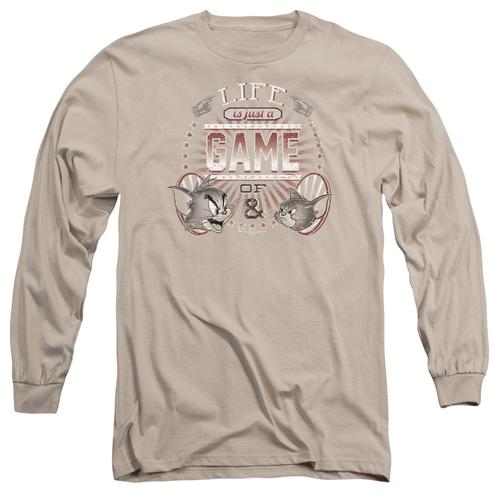 Tom and Jerry Life is a Game Mens Long Sleeve Shirt Sand