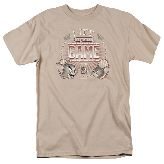 Tom and Jerry Life is a Game Mens T Shirt Sand