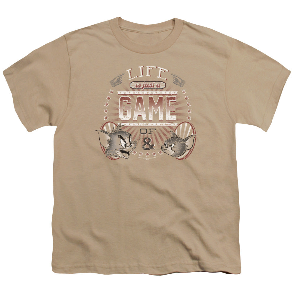 Tom and Jerry Life is a Game Kids Youth T Shirt Sand