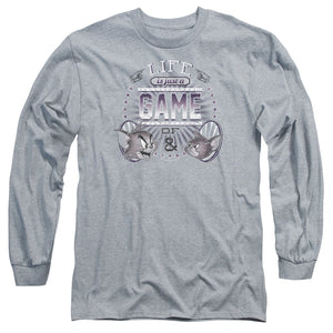 Tom and Jerry Life is a Game Mens Long Sleeve Shirt Athletic Heather