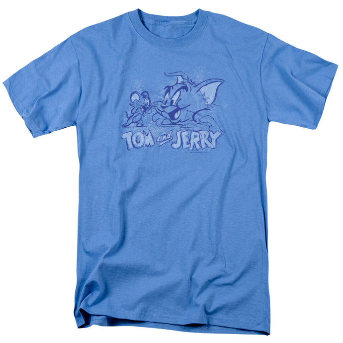 Tom and Jerry Sketchy Mens T Shirt Carolina Blue